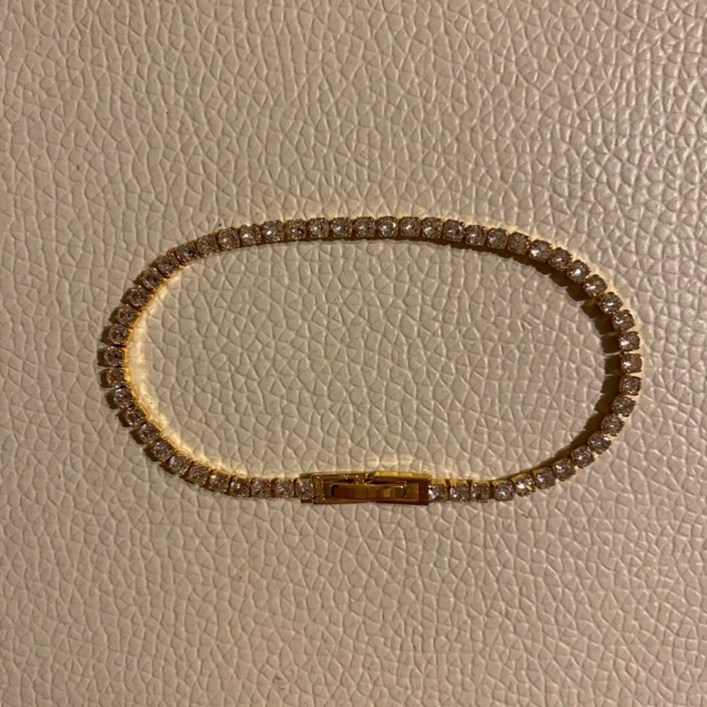 5CT 2mm Round Cut Lab Created Diamond Tennis Bracelet 14K Yellow Gold Plated